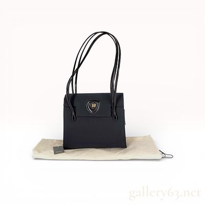 Bally Vintage Structured Flap Shoulder Bag Micro-Nylon and Patent Leather Black. A vintage Bally 