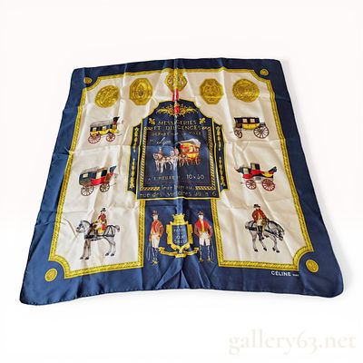 Celine Paris La Poste au XIXe Siecle Silk Scarf. Celine Paris silk twill scarf in the La Poste 