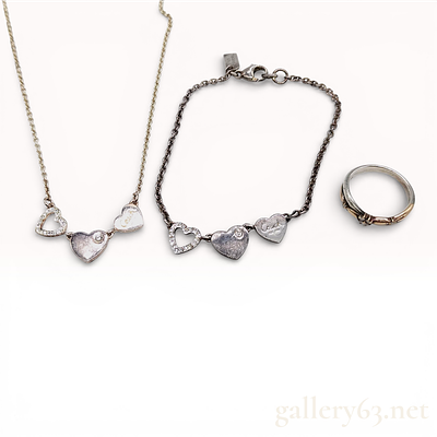 18k 925 jewelry set Coach & Courreges Jewelry Set - Necklace, Bracelet, Ring. authentic mixed 