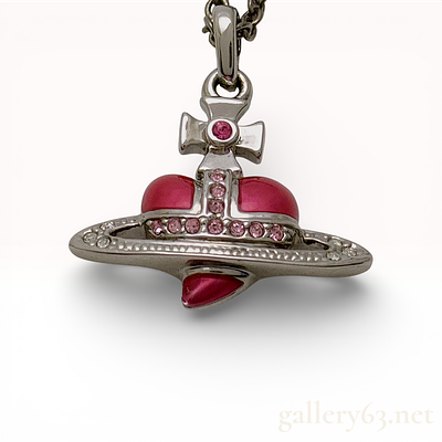 Silver-Toned Pendant Necklace with Diamante Heart Orb. This silver-toned costume jewelry 