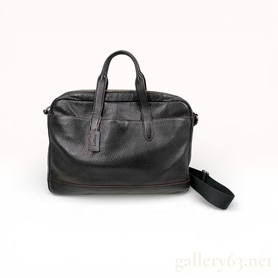 Coach Hamilton Pebbled Leather Briefcase, Black and Oxblood. This Coach Hamilton briefcase is 