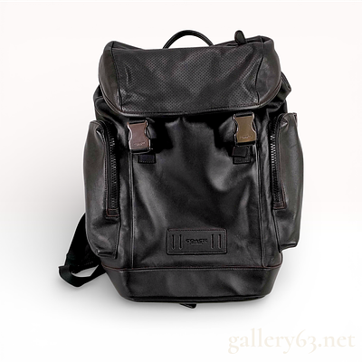 Coach Track Flap Backpack Smooth Calf Leather Black. This Coach Track Flap backpack is crafted 