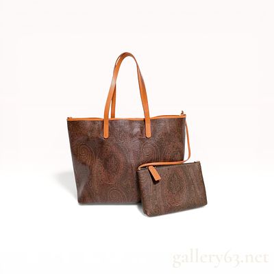 A Pair of Etro Paisley Print Coated Canvas Bags. Etro paisley print shopping tote and matching 
