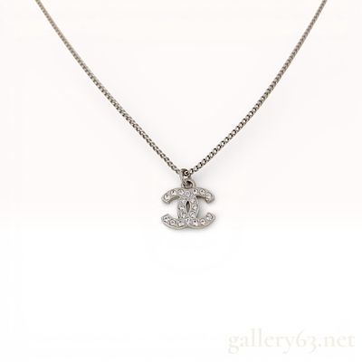 Chanel 2012 Curb Link Necklace with Crystal-Set CC Pendant. A Chanel costume jewelry necklace 