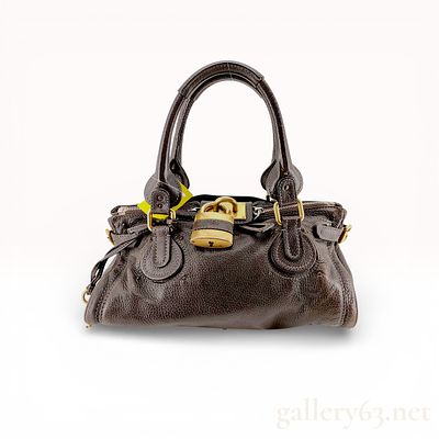 Chloe Paddington Leather Handbag. A Chloe Paddington handbag constructed from dark brown pebbled 