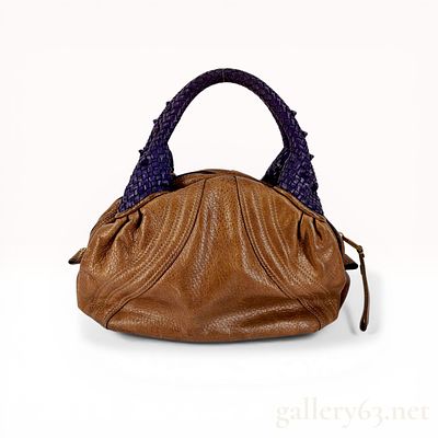 Fendi Nappa Spy Bag in Honey and Purple. Fendi Nappa Spy satchel bag, circa 2000s. This slouchy 