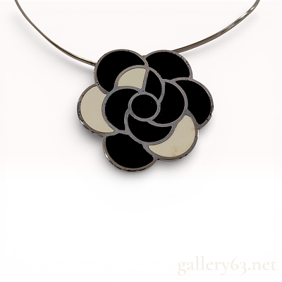 Silver-Toned Metal, Collar Necklace, Chanel Camellia Pendant. This vintage Chanel costume 