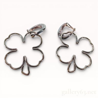 Rare Chanel Solid Sterling Silver Clover Drop Earrings. Authentic Chanel Pair of sterling silver 