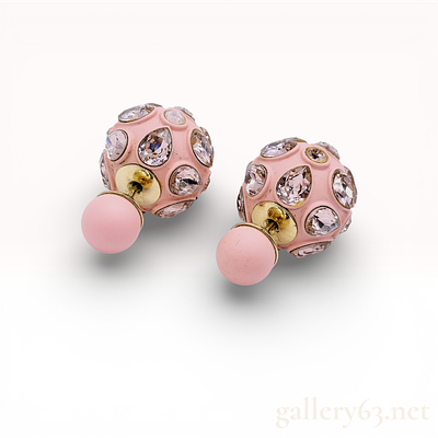 Dior Tribales Earrings in Rose Gold Metal with Pink Enamel and Crystals - Excellent Condition. Di 