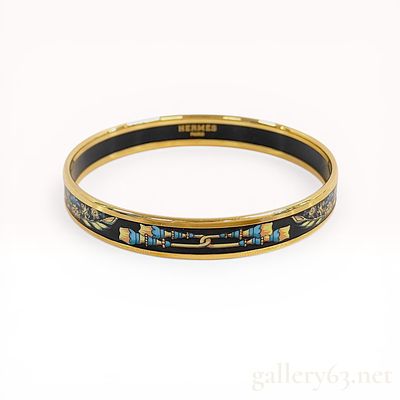 Hermes Printed Enamel Narrow Bangle Bracelet. Hermes printed enamel narrow bangle bracelet, late 