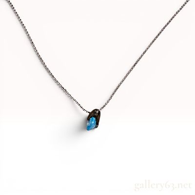 Sterling Silver Ball Chain Necklace with Blue Gemstone Pendant. Sterling silver pendant necklace 