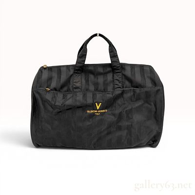 Valentino Ghiberty Italy Black Striped Travel Weekender Bag. Valentino Ghiberty travel weekender 
