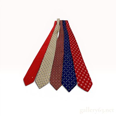 Set of Five Designer Silk Neckties by Fendi and Gianni Versace. Set of five designer silk 