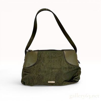 Etro Olive Green Paisley Jacquard and Leather Shoulder Bag. This small shoulder bag by Etro is 