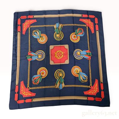 Coach Silk Twill Scarf with Medallion and Equestrian Motif. Coach silk twill square scarf 