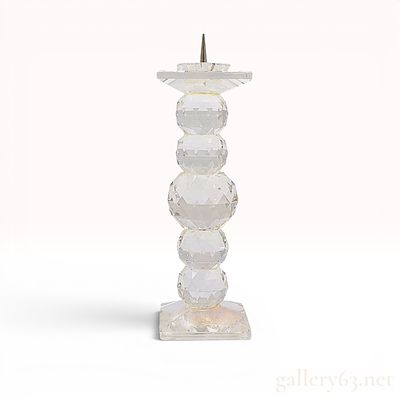 Swarovski Silver Crystal Faceted Pricket Candlestick w/Box. Swarovski Silver Crystal faceted 
