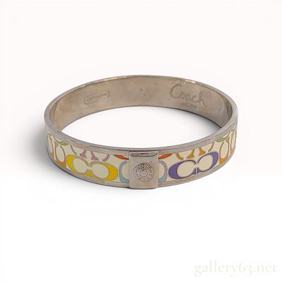 Coach Multi-Color Signature Enamel Hinged Bangle Bracelet w/Box. Coach signature multi-color 