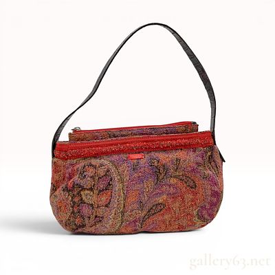 Etro Multicolored Paisley Pattern Wool Shoulder Bag. Etro baguette-style shoulder bag featuring 