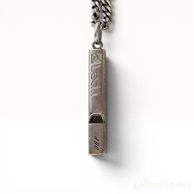 Leda Japanese Germanium and Silver Whistle Pendant Necklace. Leda germanium and silver alloy 