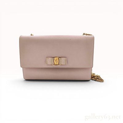 Salvatore Ferragamo Ginny Vara Bow Saffiano Leather Shoulder Bag. Salvatore Ferragamo Ginny 