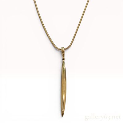 Tiffany & Co. 18K Yellow Gold Feather Pendant Snake Chain Necklace. A Tiffany &amp; Co. 18 karat 