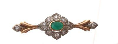 סיכת זהב אדום רוסית עם ציפוי רודיום , משקל כללי 6.20 גרם, משובצת יהלומים במשקל כללי של כ 0.30ct 