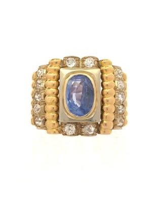 טבעת זהב 18K סגנון ענתיקה חתומה 750 DAVID YURMAN, משקל כולל 14.50 גרם, משובצת כ 1.20ct קרט 