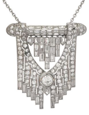 תליון / סיכה פלטינה חתומה Cartier LONDON PT950, משובץ כ 14ct קרט יהלומים איכותיים, היהלום 