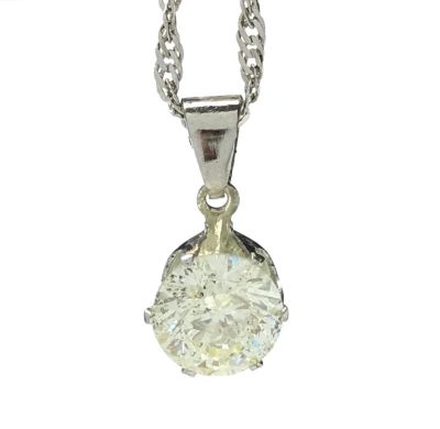 תליון זהב לבן 14K, משובץ יהלום טבעי 1.80ct קרט, Round Brilliant בדרגת צבע המוערכת כ K - L 