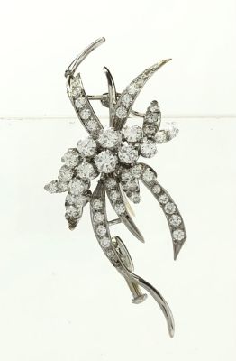 סיכת זהב לבן 18K משקל כללי 7.5 גרם, משובצת כ 1.00ct קרט יהלומים באיכות טובה מאוד, חתומה 18K - 