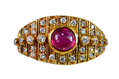 טבעת זהב צהוב 18K גמישה בעלת חוליות נפרדות, משקל כללי 10.10 גרם, משובצת כ 0.50ct קרט יהלומים 