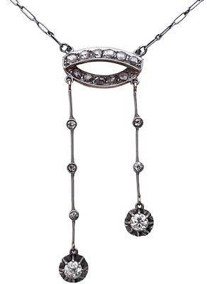 Antique French pendants from the 1930s, made of gold and platinum.