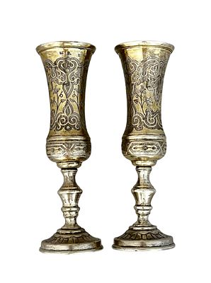 A 19th century pair of 84 Russian silver cups, in very good condition for 