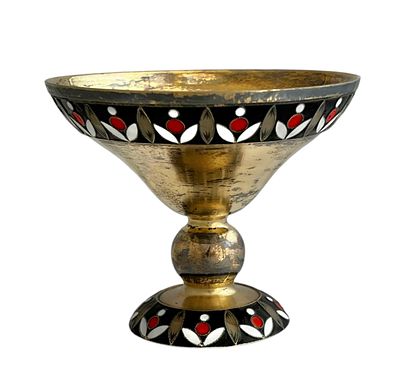Russian Silver 916 and Enamel piece for dessert, gilded, late 20th century. 
In very good 