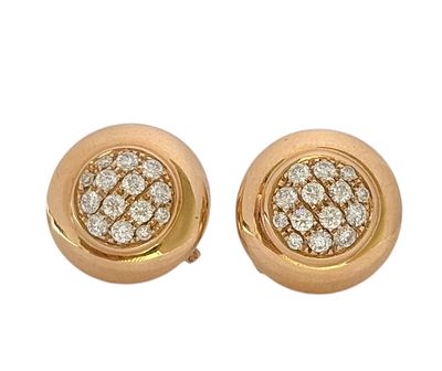 Classic yellow gold earrings set about 0.80 ct of good quality white diamonds estimated as