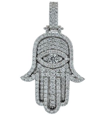A 5.26ct large and luxurious total weight 28.10gr "Hamsa" pendant made of 14K gold, total