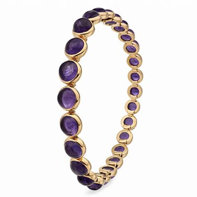 18K gold bracelet with a special and colorful design, set with round cabochon-cut amethyst 