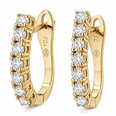 עגילי זהב 14K אלגנטיים ועדינים המשובצים כ0.30 קרט יהלומים לבנים טבעיים באיכות טובה, העגילים 