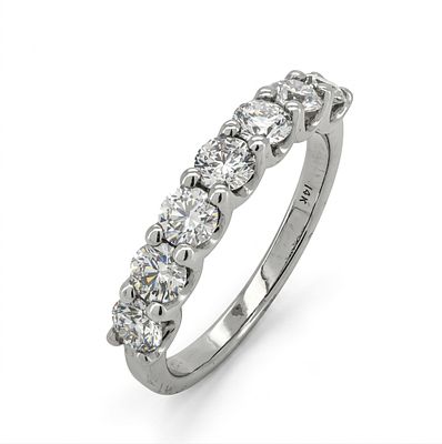 1.00ct Diamond Half Eternity Ring 14K White Gold. טבעת חצי איטרניטי יהלומים זהב לבן 14 קרט 