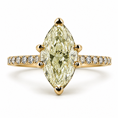 Luxury 1.39ct Marquise Diamonds Ring. טבעת 1.39 קרט יהלומים אלגנטית ויוקרתית העשויה זהב צהוב 14 