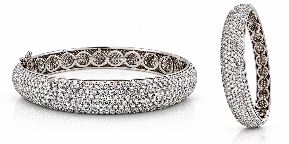 10.00ct Diamonds 18K Gold Diamond Bengel Bracelet 
. An impressive and luxurious 18K gold 