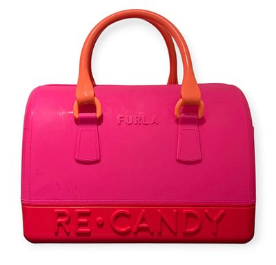Furla Candy Re-Candy Pink & Orange Boston Handbag. A striking and fashionable handbag by the 