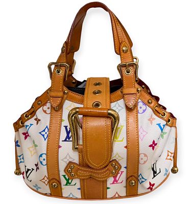 Vintage Louis Vuitton Big PM White Monogram Multicolore Handbag by Takashi Murakami. An 