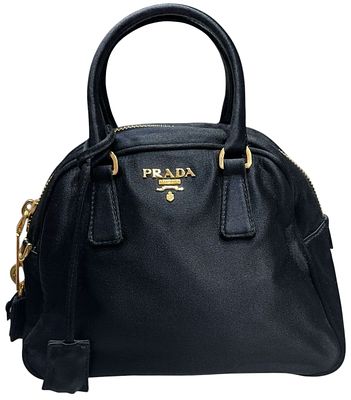 Prada Silk crossbody bag. silk material, 2 handles, one shoulder strap, golden metal padlock 