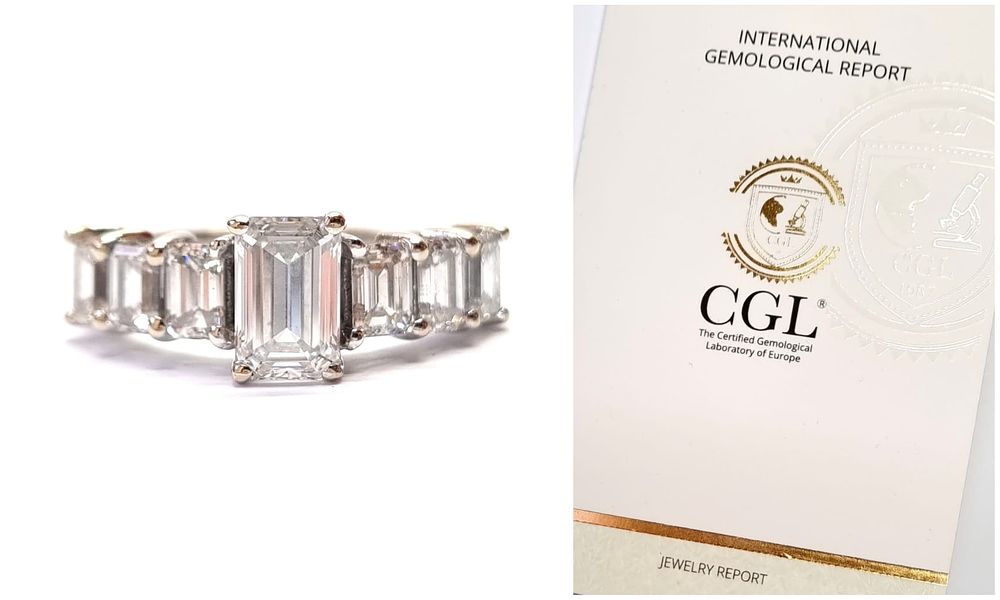 טבעת זהב לבן 14k יוקרתית ויפהפייה. משובצת יהלומי מעבדה איכותיים מאוד במשקל כולל של 2.18ct. 