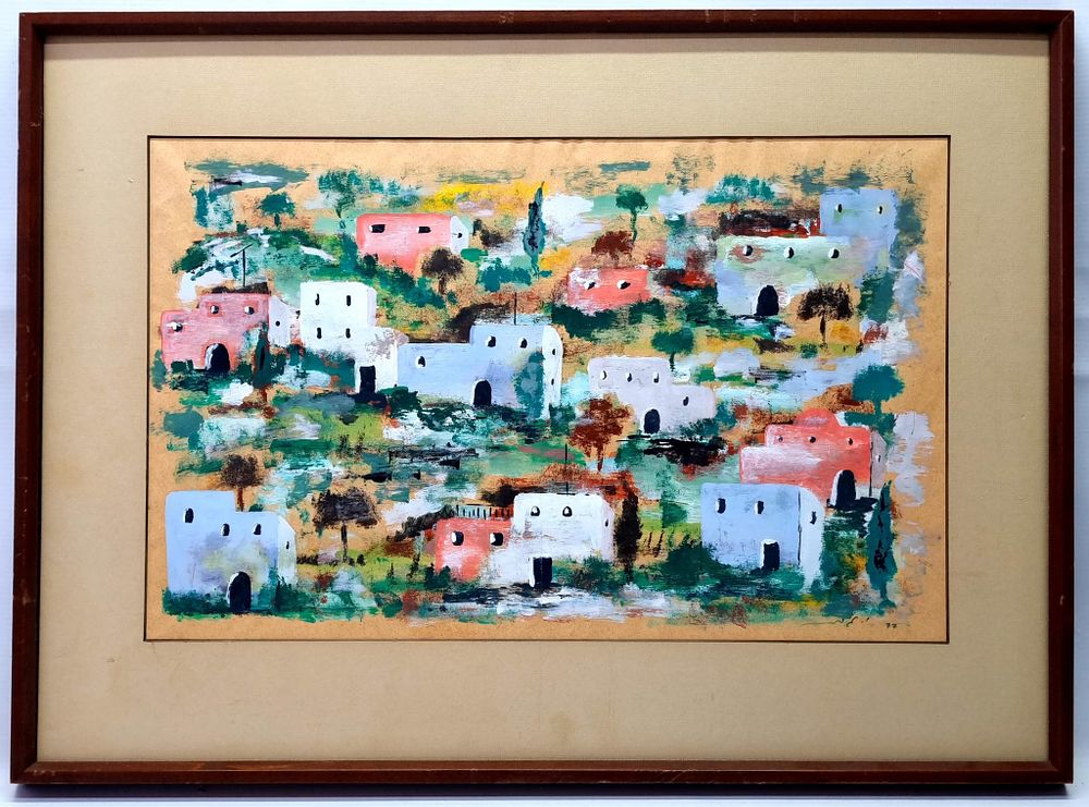 ציור ישראלי ישן. אקריליק על בריסטול. 
חתום י. גת? ומתוארך 77. לא הצלחתי לזהות מי האמן. 
נתון 