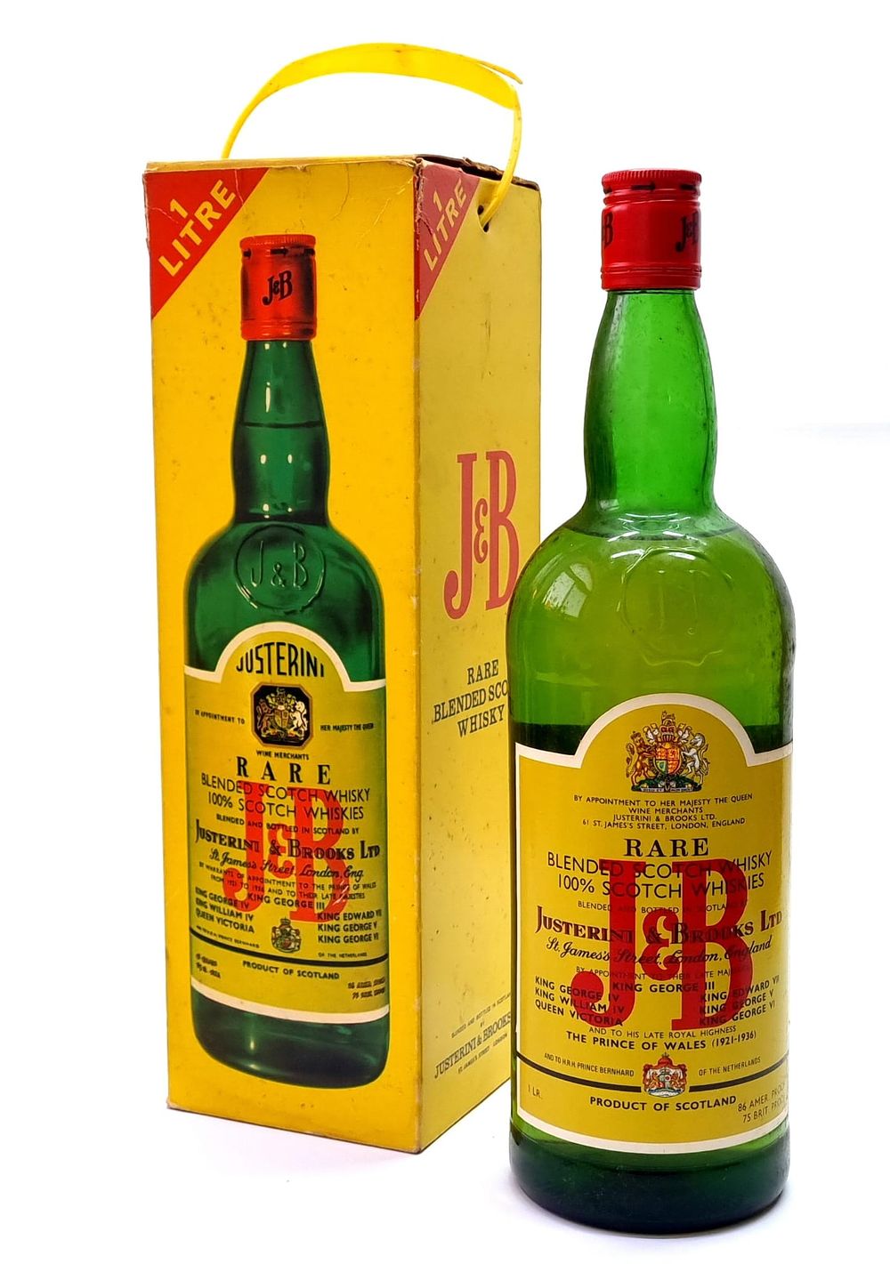 J&B WHISKY
. בקבוק משקה אלכוהולי וינטג', ישן. סגור הרמטי. 
לא ידוע לנו האם המוצר ראוי לשימוש. 