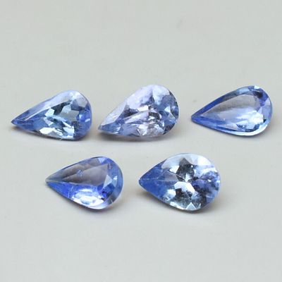 5 Tanzanites - 0.98cts - Tanzânia. Tipo de Gema: Tanzanite Natural
Forma: Pera