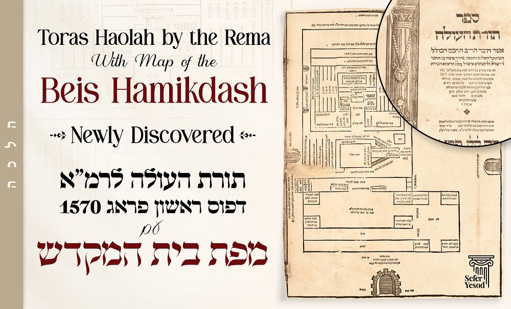 Toras HaOlah. 
Prague, 1570. First edition. 
Exceptionally Rare Copy with a Map of the 