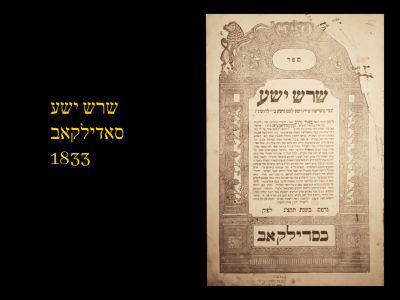 Shoresh Yesha. Sadilkov, 1833
Summary of the sefer 'Meir Nasiv'... authored by the divine 